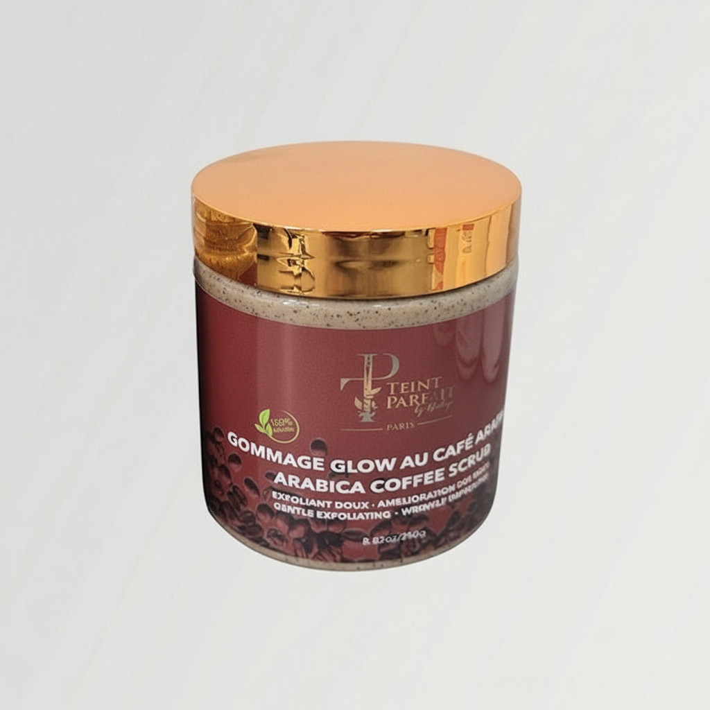 Glow scrub with arabica coffee,shea butter and glycerin/Gommage glow au café arabica,beurre dekarité et glycérine de Teint Parfait By Nadege