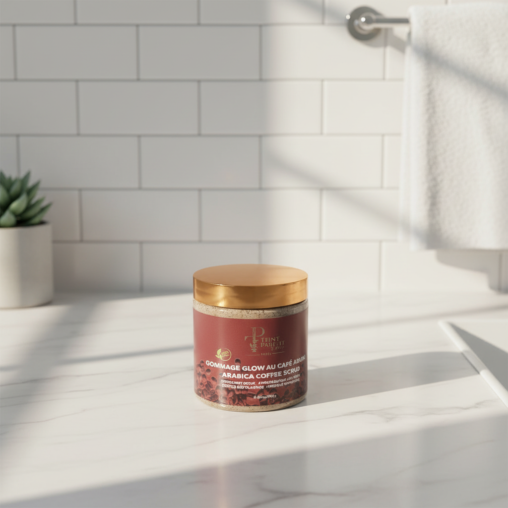 Glow scrub with arabica coffee,shea butter and glycerin/Gommage glow au café arabica,beurre dekarité et glycérine de Teint Parfait By Nadege